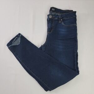 KUT from the Kloth Skinny Jeans Dark‎ Wash Distressed Hem Women's Size 8